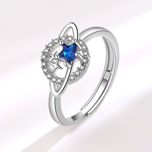 Anillo ajustable Planet Star Bypass con circonita cúbica azul tallada en forma de estrella, de cobre, superventas en Europa y América, joyería. - Product Image 6