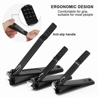 Ensemble de coupe-ongles noir professionnel en acier inoxydable, coupe-ongles, outil de manucure et de pédicure pour les ongles épais