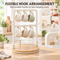 Organisateur de tasses pour comptoir avec cadre métallique et base rotative pour l'affichage des tasses et le rangement de cuisine