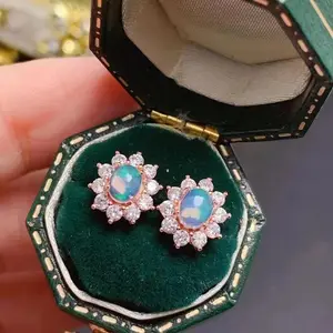 High Quality Natural Opal Stone African Bridal Stud Earrings For Women