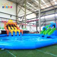 WINSUN Toboggan aquatique gonflable Octopus et château gonflable certifié CE en PVC, capacité 100-500 kg