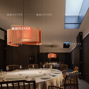 Lustre de style chinois, lumière LED ronde, commande par interrupteur E27, pour salle à manger, hôtel, restaurant, usage commercial - Product Image 4