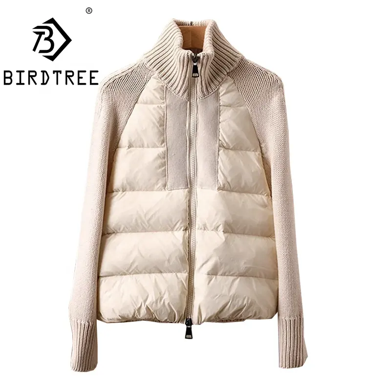 Casaco feminino com gola de algodão, parca acolchoada, malha, jaqueta quente, para outono e inverno, c25901