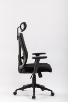 Chaise de bureau exécutive ergonomique à dossier haut en maille, appui-tête réglable, soutien lombaire, accoudoirs réglables, base métallique pivotante