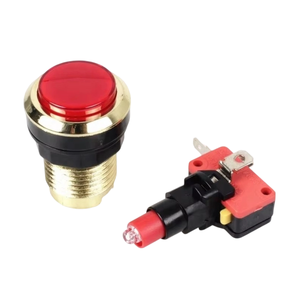 Botón Pulsador Arcade de 32mm Chapado en Oro con LED de 12V, Venta Caliente de Fábrica - Product Image 1