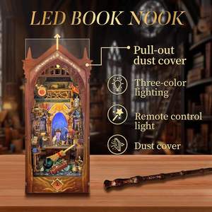 Kit <span class=keywords><strong>de</strong></span> construction en bois pour adultes : Serre-livres 3D DIY 'Académie <span class=keywords><strong>de</strong></span> Magie' avec baguette magique <span class=keywords><strong>Harry</strong></span>, thème 'Cabane <span class=keywords><strong>de</strong></span> la Série Magique' pour coin lecture - Product Image 4