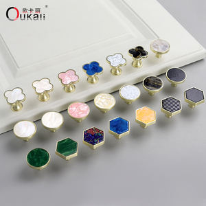 Oukali - Tiradores de Muebles de Latón Cepillado con Forma de Flor Redonda y Hexagonal para Cajones de Cocina, Perillas de Zinc Acrílico - Product Image 4