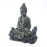 Décorations pour aquarium et terrarium : Statues artificielles en polyrésine de Bouddha Ganesha assis, style antique, avec motifs en relief
