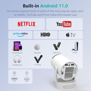 Pil ile şarj edilebilir HY300 Pro + Mini projektör Powered Android 11 4k Video LED projektör akıllı taşınabilir açık projektör - Product Image 3