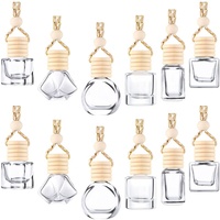 Mini bouteille en verre, bouteille de diffuseur de voiture suspendue en verre rechargeable avec couvercle en bois, bouteille de rafraîchissement d'air