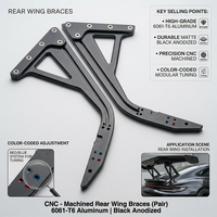 Composants en aluminium 6061-T6 usinés avec précision, pièces CNC 5 axes personnalisées pour support d'aile arrière automobile OEM ±0,01 mm anodisées