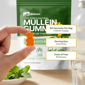 Ekstrak Mullein Organik Label Pribadi OEM 1000mg Permen Jeli untuk Dewasa, Kesehatan Pernapasan & Dukungan Imunitas, Permen Jeli Daun Mullein - Product Image 3