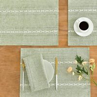 Set de table en lin tissé naturel personnalisé, résistant à la chaleur, lavable, pour la décoration de table à manger et de cuisine