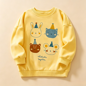Elegante e Adorabile <span class=keywords><strong>Felpa</strong></span> con Motivi di Animali Cartoon, Collo Tondo, Maniche Lunghe, per Bambine, per Uso Quotidiano e Feste - Product Image 2