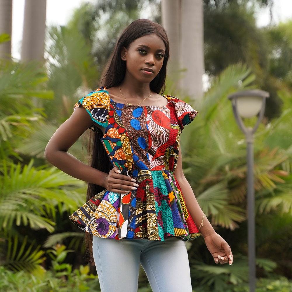 Ankara Simple Chiffon Tops Ankara Blouses 100% Cotton African