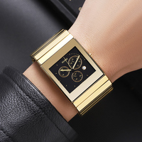 OUPAI 34mm de large vieux classique noir céramique Rectangle montre chronographe Quartz étanche TMI marque Style Antique pour hommes