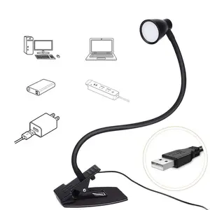 독서 빛 조정가능한 색깔, 조정가능한 소형 USB 테이블 램프에 책상용 램프 Dimmable 클립 360 도 구즈넥 클립 독서 빛
