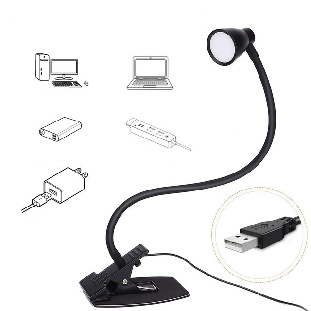 Desk Lamp Dimmable Clip on Reading Light Adjustable Color,Mini USB Table Lamp Adjustable 360 Degree Gooseneck Clip Reading Light