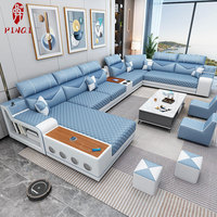 Sofá Modular Multifuncional con USB - Consola de Almacenamiento con Altavoz y Cargador para Sala de Estar, Sala de Entretenimiento