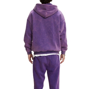 Vendita calda <span class=keywords><strong>felpa</strong></span> da uomo Casual Streetwear <span class=keywords><strong>oversize</strong></span> Vintage lavata <span class=keywords><strong>viola</strong></span> con Zip <span class=keywords><strong>felpa</strong></span> con tasca a canguro - Product Image 4