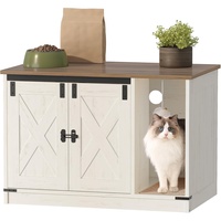 Meuble de rangement pour litière de chat style ferme, armoire dissimulée pour litière, maison pour chat d'intérieur avec cloche