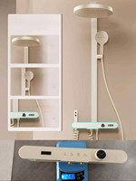 Fabricant chinois de système de douche avec commandes à touches piano, robinetterie en aluminium blanc crème à montage mural, ensemble complet de douche et de bain avec LED