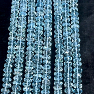Cuentas con forma de Rondelle facetadas AAA de Topacio azul cielo natural, hebra de 8 pulgadas, tamaño aproximado de 9mm para la fabricación de joyas - Product Image 1