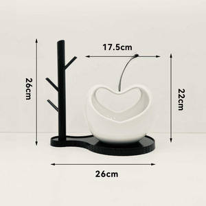 고급 모던 세라믹 과일 접시 사과 장식품 현관 데스크 거실 세라믹 과일 바구니 - Product Image 5