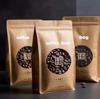 Sachet en papier kraft refermable avec valve et feuille métallisée intérieure, sac en papier autoportant pour café 200g 500g 1kg