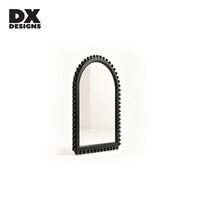 Miroir mural décoratif de style vintage avec cadre en perles noires DX Designs Arch Top pour entrée, salon, maison