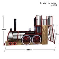Train à vapeur rétro non motorisé, équipement de jeux pour enfants, tuyau galvanisé à chaud avec structure d'escalade pour parc et complexe hôtelier