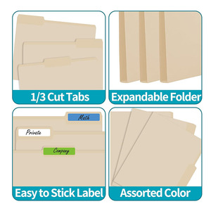 Foska 1/3 cắt Tab và Tab cắt thẳng màu be A4 FC Kích thước thư hợp pháp Kích thước thư mục giấy <span class=keywords><strong>manilla</strong></span> cho các tập tin tài liệu giấy - Product Image 6