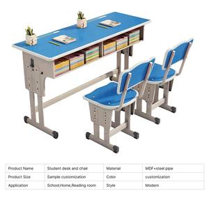 เก้าอี้นักเรียนสองที่นั่งเฟอร์นิเจอร์ไม้ทันสมัยเก้าอี้ห้องเรียนออกแบบลาย<span class=keywords><strong>การ์ตูน</strong></span>ปรับความสูงได้ - Product Image 2