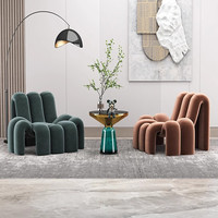 Fauteuil pouf design minimaliste italien en polaire Teddy, une place, pour salon, réception d'hôtel - Chaise araignée nordique créative