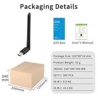 Carte réseau USB sans fil Wifi 6 CE FCC ROHS sans pilote, antenne externe, récepteur émetteur Wifi pour PC portable AX286Mbps