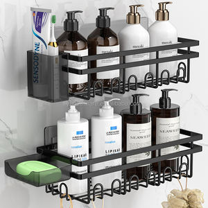 새로운 디자인 5개 세트 샤워 캐디 강력 접착 샤워 정리 선반 무타공 욕실 플로팅 선반 - Product Image 3