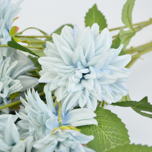 Fleurs de Dahlia artificielles de haute qualité à 3 têtes en soie et fil, réalistes, pour mariée, Noël, fuchsia, <span class=keywords><strong>rose</strong></span> pâle, blanc, faites à la main - Product Image 3
