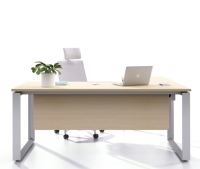 Ensemble de bureau et chaise modulaires en bois en forme de L, avec pieds en métal, pour la maison ou le bureau