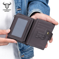 Portefeuille pour homme en cuir avec fermeture éclair, personnalisable avec logo, prix d'usine, vente en gros, style vintage, anti-RFID, en cuir de vachette, porte-cartes