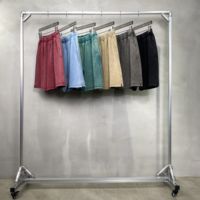 Celana Pendek Pria Kasual Berkualitas Tinggi 400g Kanvas Rajut Bermotif Retro High Street Fashion Bernapas dengan Tali Serut Trendy