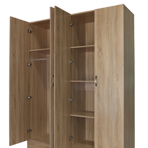 Armadio Moderno in Legno con 4 Ante Scorrevoli e Cassetti, Design a Parete per Camera da Letto - Product Image 4