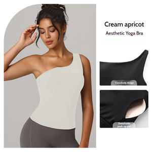 <b>High</b> Quality Women's One Strap Yoga <b>Top</b> Yoga Active Wear Breathable Quick Dry Polyester/Nylon Fitness Wear - Product Image 4