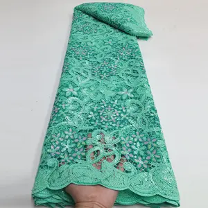Pailletten Spitzens toff Neue hochwertige Polyester Afrika Ghana Türkei Hochzeits kleid Stil Tüll Mesh Spitzens toff LY2668