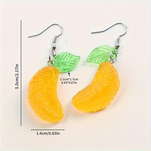 Boucles d'oreilles en résine <span class=keywords><strong>orange</strong></span> vif en forme de fruit pour femmes, tranches d'<span class=keywords><strong>orange</strong></span> <span class=keywords><strong>mandarine</strong></span>, clémentine, agrumes, boucles d'oreilles d'été, bijoux en forme de fruit - Product Image 4