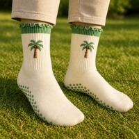 Chaussettes de Pilates personnalisées à volants pour femmes, brodées, antidérapantes et respirantes