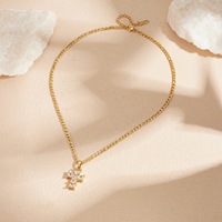 Collier pendentif croix carrée en acier inoxydable anti-ternissement avec zircone cubique, plaqué or 18 carats, bijou religieux chrétien tendance, cadeau