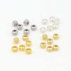 18K 14K Gold Plated <b>Copper</b> Spacer Beads Round Threaded For <b>Bracelet</b> Making D132 - Product Image 1