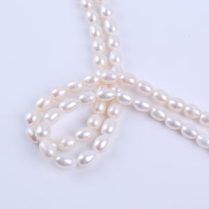 Perles de riz d'eau douce naturelles de 8-9 mm, couleur blanche, semi-finies, accessoires pour collier, bricolage, Zhuji Zhuji Necklace - Product Image 3
