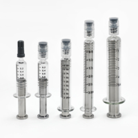 Seringue en verre de 5 ml avec embout Luer Lock et piston métallique argenté pour emballage d'huile distillée - Vente en gros