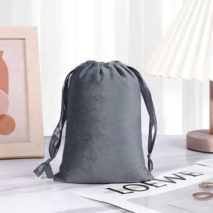 Sacs à cordon en velours personnalisés pour bijoux et écouteurs, anti-poussière, imprimés, vente en gros, pochettes noires - Product Image 6
